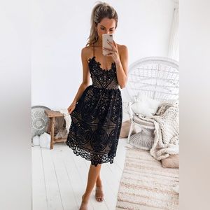Two Sisters Black and Cream Lace Dress
